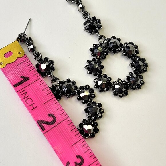 Black Crystal Statement Earrings Black Drop and Dangle Earrings - Picture 9 of 10